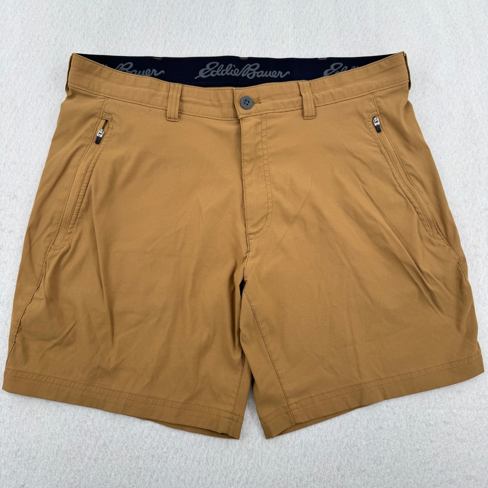 Eddie Bauer Mens Horizon Guide Nylon Shorts Brown Tan Size 36 Hiking Gorpcore